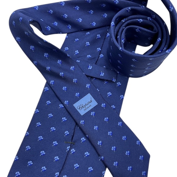 CHOPARD Blue Floral Silk LUXURY Tie ITALY - Picture 3 of 5